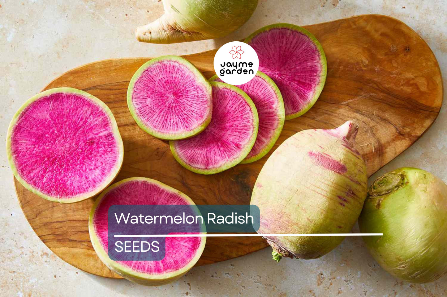 Watermelon Radish Seeds - Heirloom, Non-GMO, Pink Flesh, Mild & Sweet, USDA Zones 3-10,