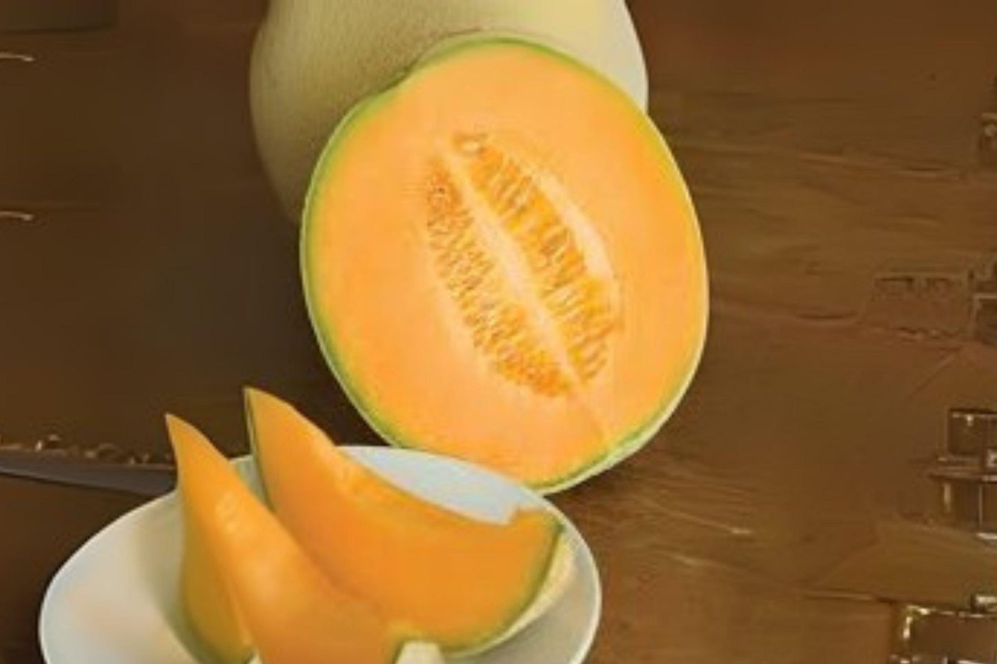 Heirloom Cantaloupe Seeds - Hales Jumbo Melon, Sweet Orange Flesh (35 Seeds)