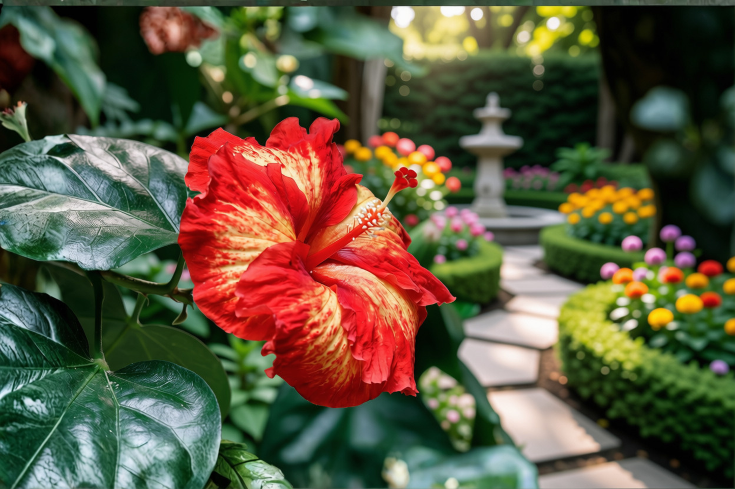 High Definition Hibiscus Live Starter Plant – Double Orange & Yellow Tropical Hibiscus