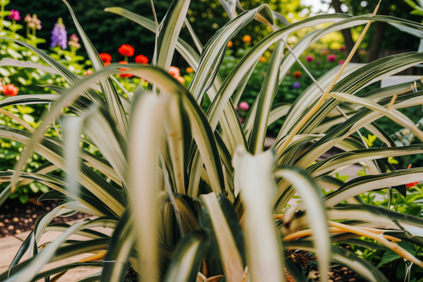 Variegated Spider Plant Live Plant – 4-Inch Pot – Chlorophytum comosum ‘Variegatum’