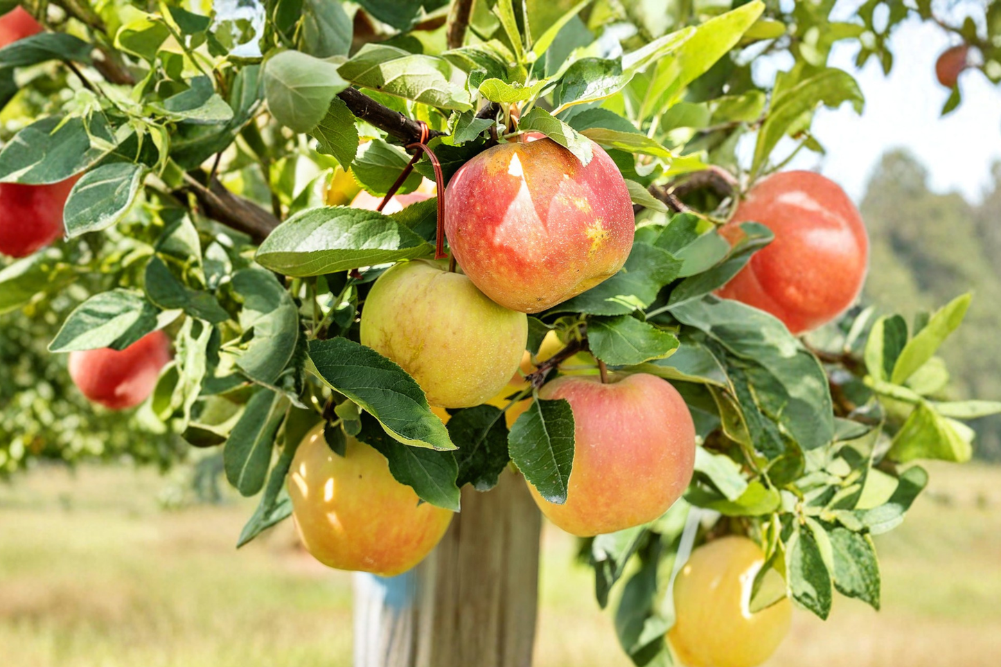 Ambrosia Apple Tree 4-6 Ft Live Fruit Tree – Sweet Red Yellow Apples Malus domestica Home Orchard Plant
