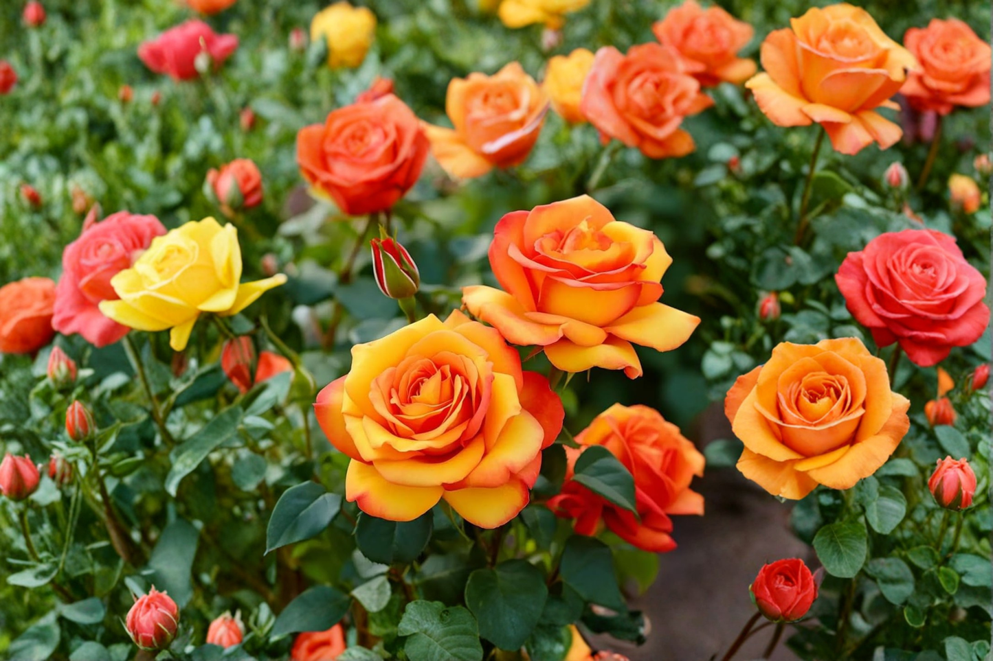 Charisma Floribunda Rose Live Plant 3 Gallon Red Orange Yellow Bush Rose for Garden Landscape Flowering Shrub