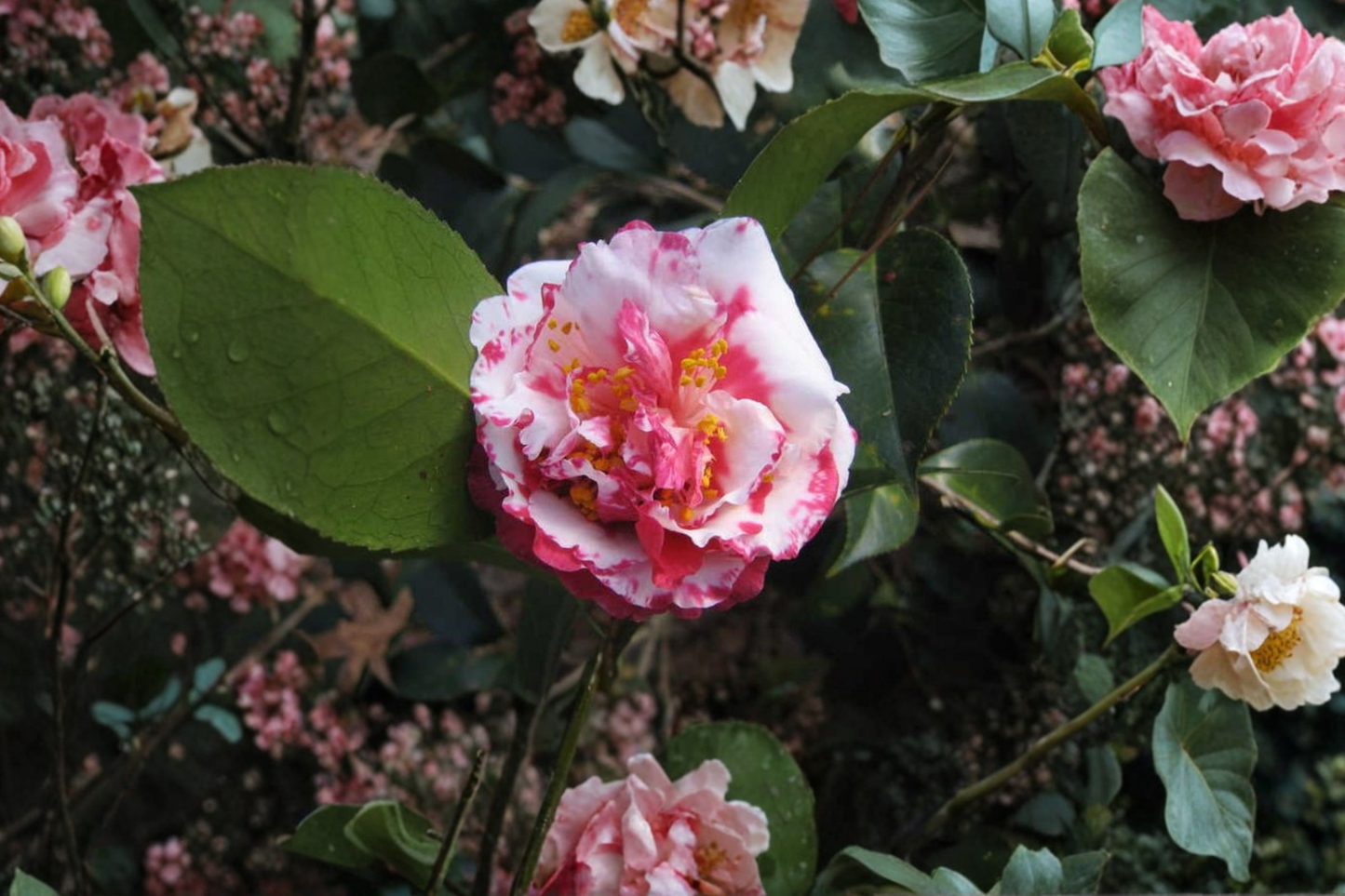 Japanese Camellia ‘Daikagura’ 1 Gallon Live Plant – Camellia japonica Red White Variegated Evergreen Shrub
