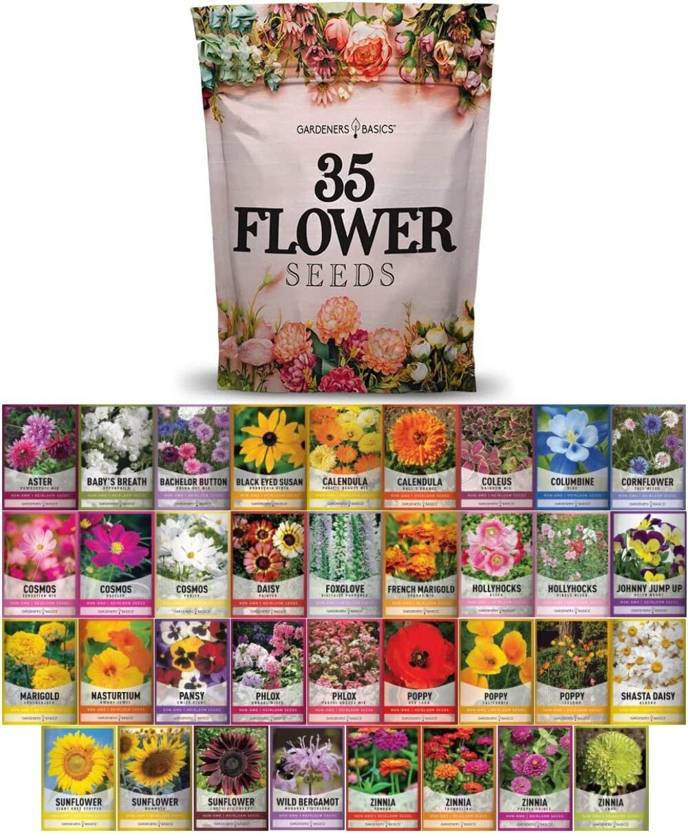 annual wildflower seed mix Wildflower Seed Kit - 35 Variety Pack - Perennial & Annual Flowers