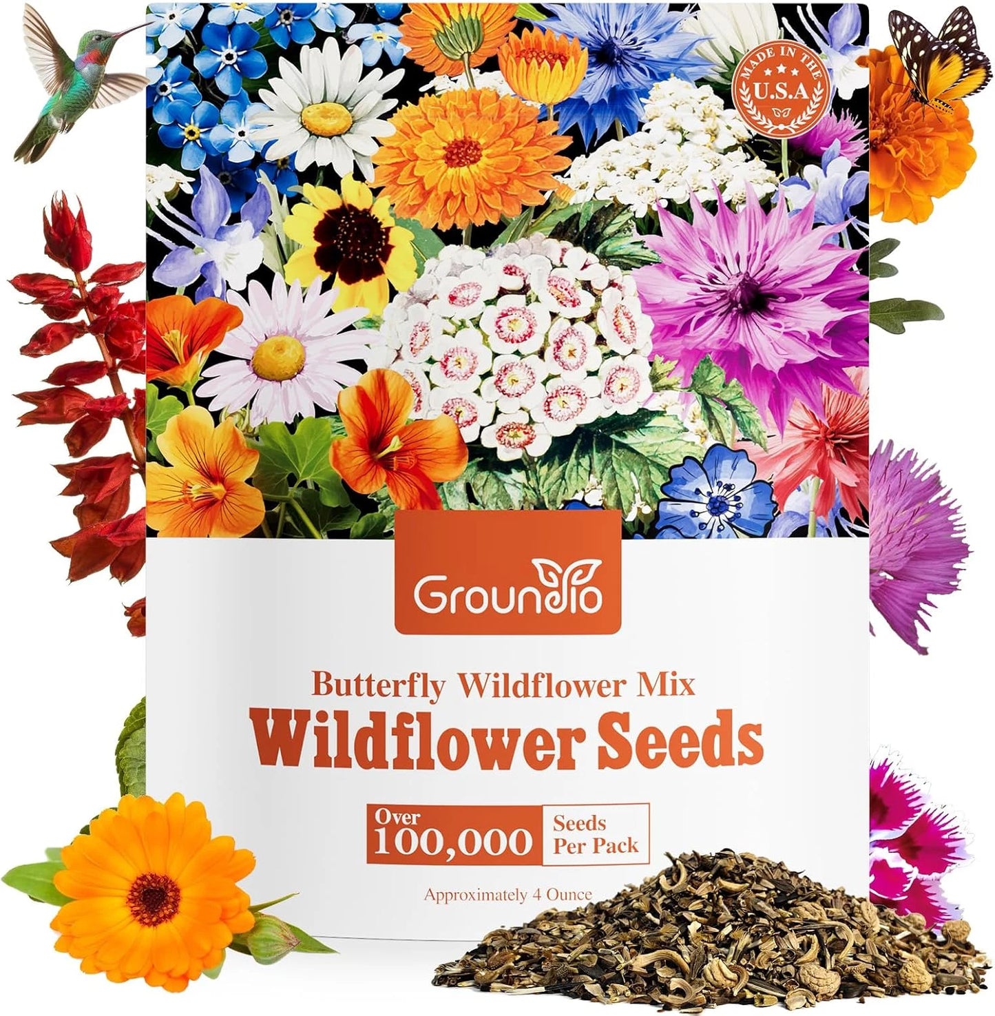 Bulk Perennial Wildflower Seeds 1/4 Lb 26 Variety Mix - 100,000+ Seeds for Garden Planting, Native Flowers