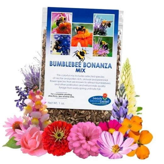 Bumblebee Bonanza Wildflower Seeds - 1oz, Open-Pollinated Mix, Ideal for Pollinators, Native Plants, Eco-Friendly Gardening
