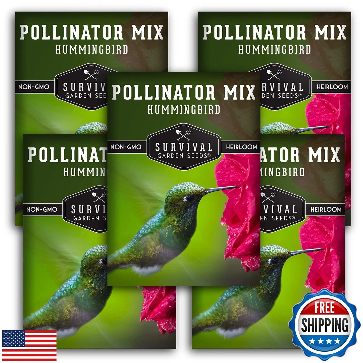 Survival Garden Seeds - Hummingbird Pollinator Mix - Wildflower Seed Blend for Planting - Non-GMO, Heirloom