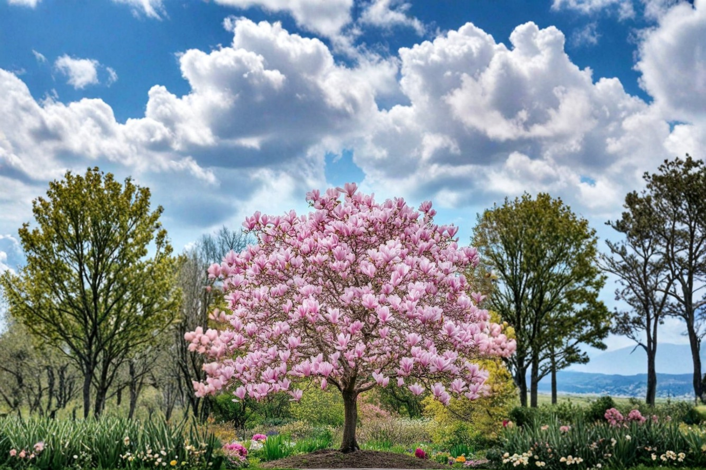 Pink Japanese Magnolia Tree 4-5 ft 5 Gal Live Flowering Tree Large Pink Blooms Ornamental Landscape Garden Plant