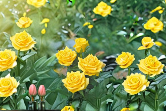 Golden Showers Climbing Rose 2 Gal Live Plant – Yellow Climbing Rose for Trellis Arbor Garden Landscape Shrub No Ship CA