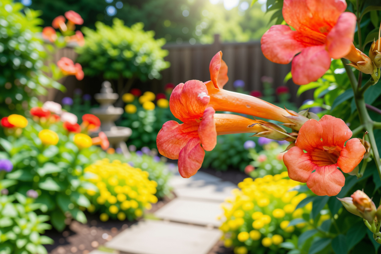 Flame Orange Trumpet Vine Live Plant in 4-Inch Starter Pot – Campsis radicans