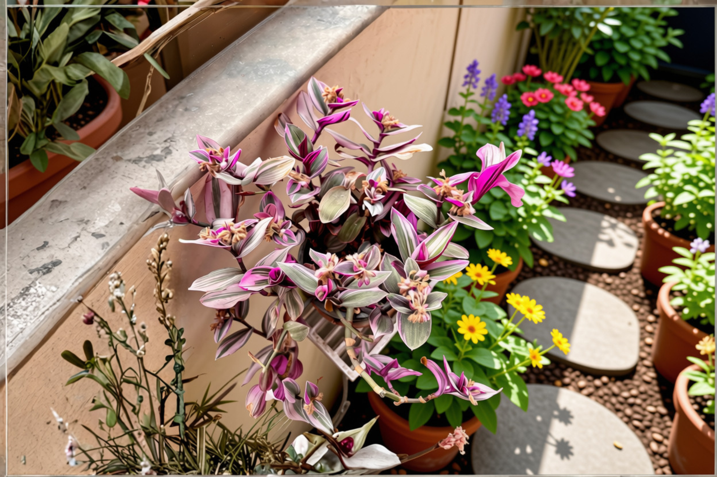 Tradescantia Nanouk Live Plant in 4 Inch Nursery Pot – Pink & Purple Striped Houseplant