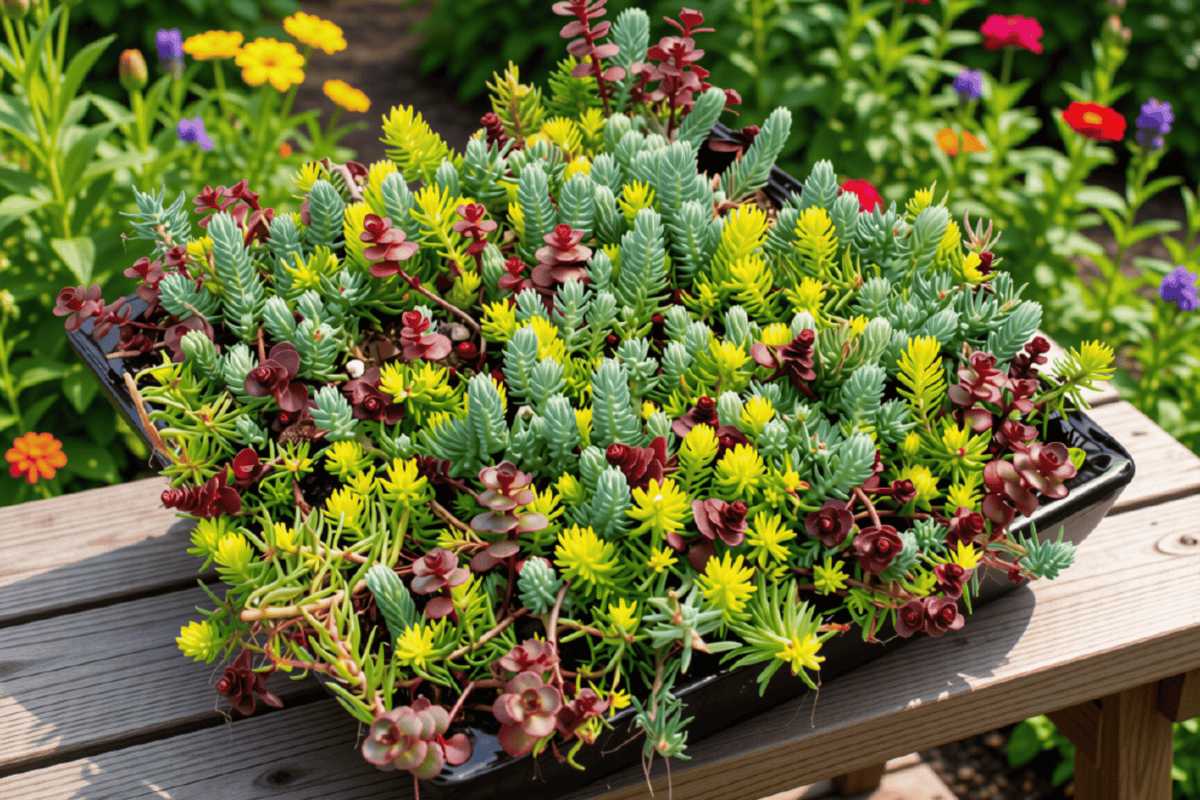 Flaming Carpet Stonecrop 1 Live Plant – Sedum ‘Flaming Carpet’ – 1 Gallon Pot