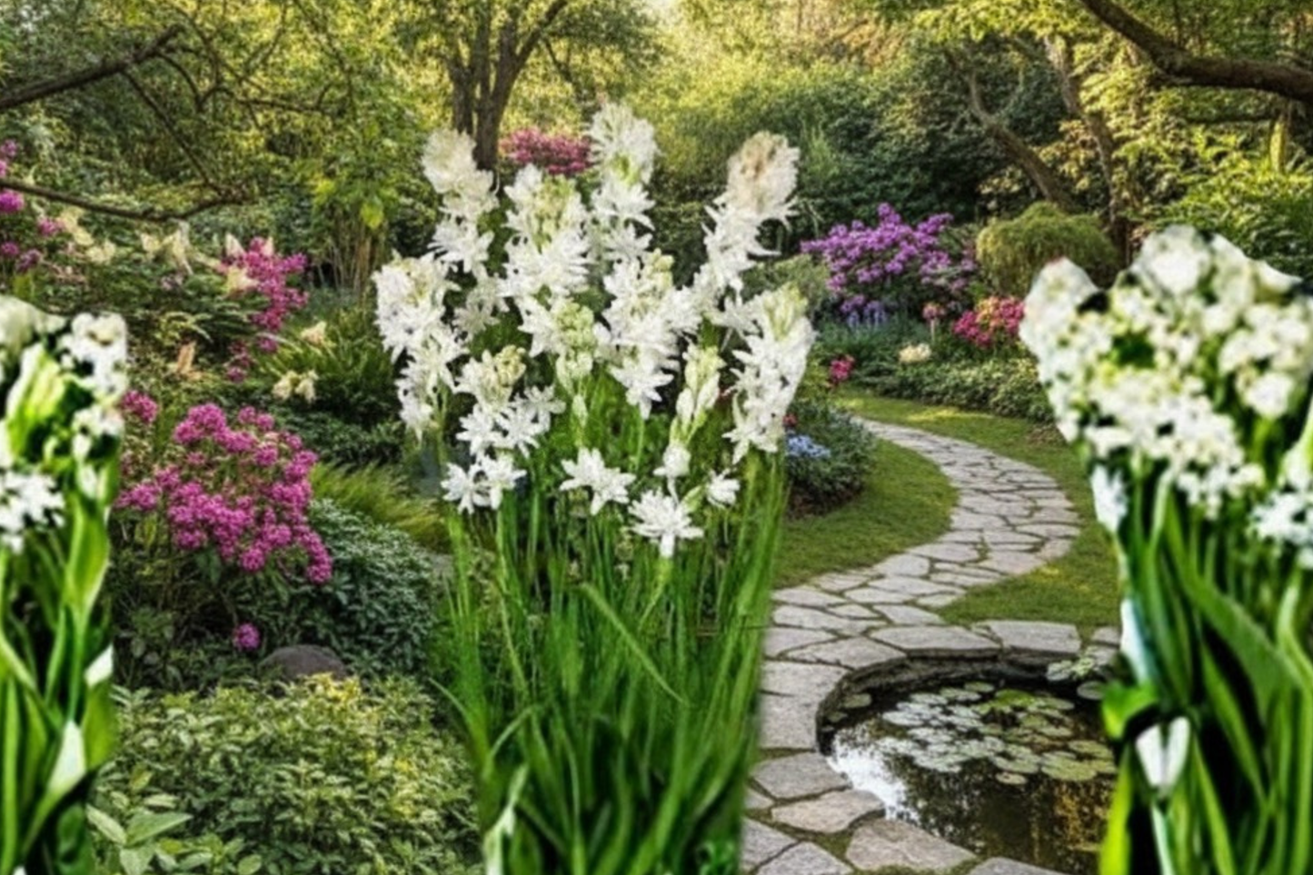 Single Tuberose Bulbs 6 Large Bulbs Agave amica Rajanigandha Sampangi White Flower Garden Bulbs for Planting
