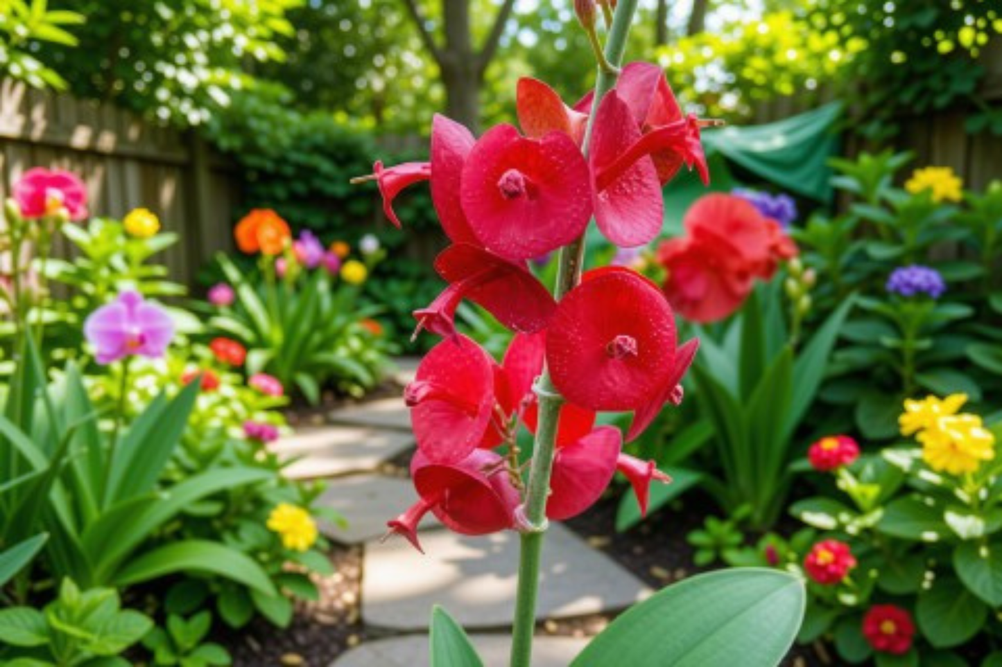 Red Mandarin Hat Live Starter Plant – Holmskioldia sanguinea – Well-Rooted Vine-Like Shrub