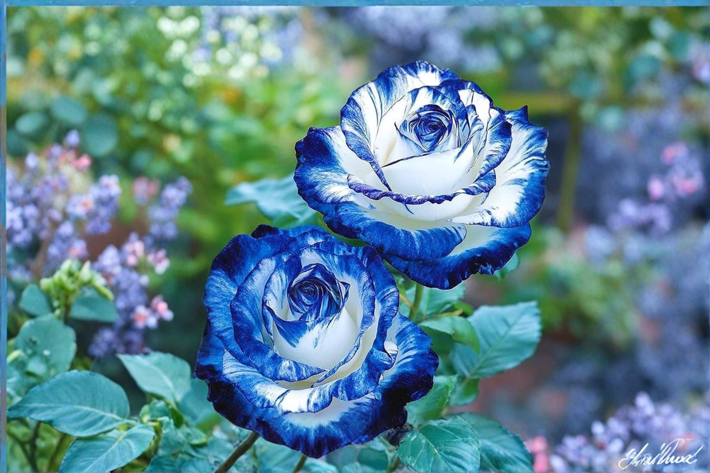 Rare Blue and White English Rose Seeds 30 Seeds Ornamental Flower Bush Garden Rose Plant for Outdoor Planting