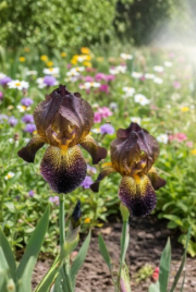 Golden Midnight Veined Bearded Iris Seeds Black Yellow Ruffled Blooms Ornamental Flower 45 Seeds