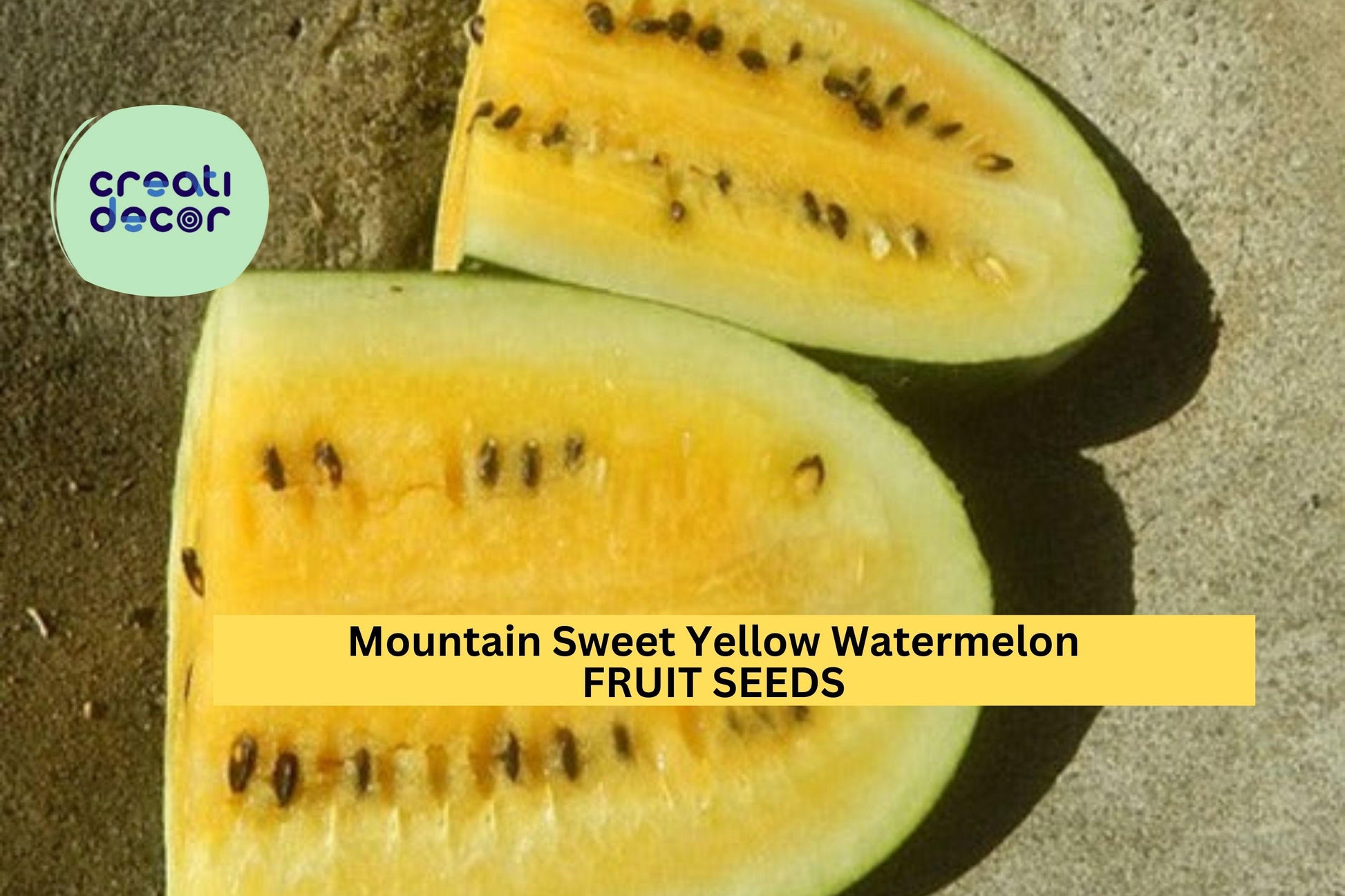 Mountain Sweet Yellow Watermelon Seeds – 50+ Seeds – Heirloom Variety with Yellow Flesh – Sweet Summer Garden Fruit for Planting – USA