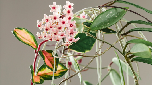 Hoya Carnosa Starter Plant - Variegated Tricolor Hoya Krimson Princess, 5" Tall - Unique Tropical Houseplant with Colorful Foliage