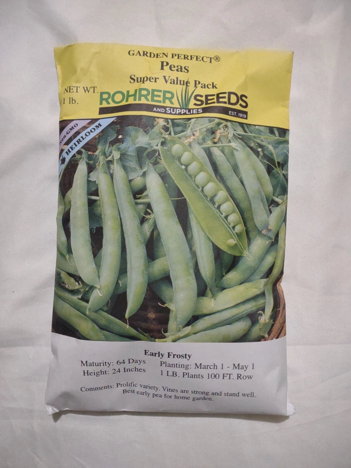Peas Seeds 1LB Non-GMO Early Frosty 64 Days Maturity 24" Height Roher Variety