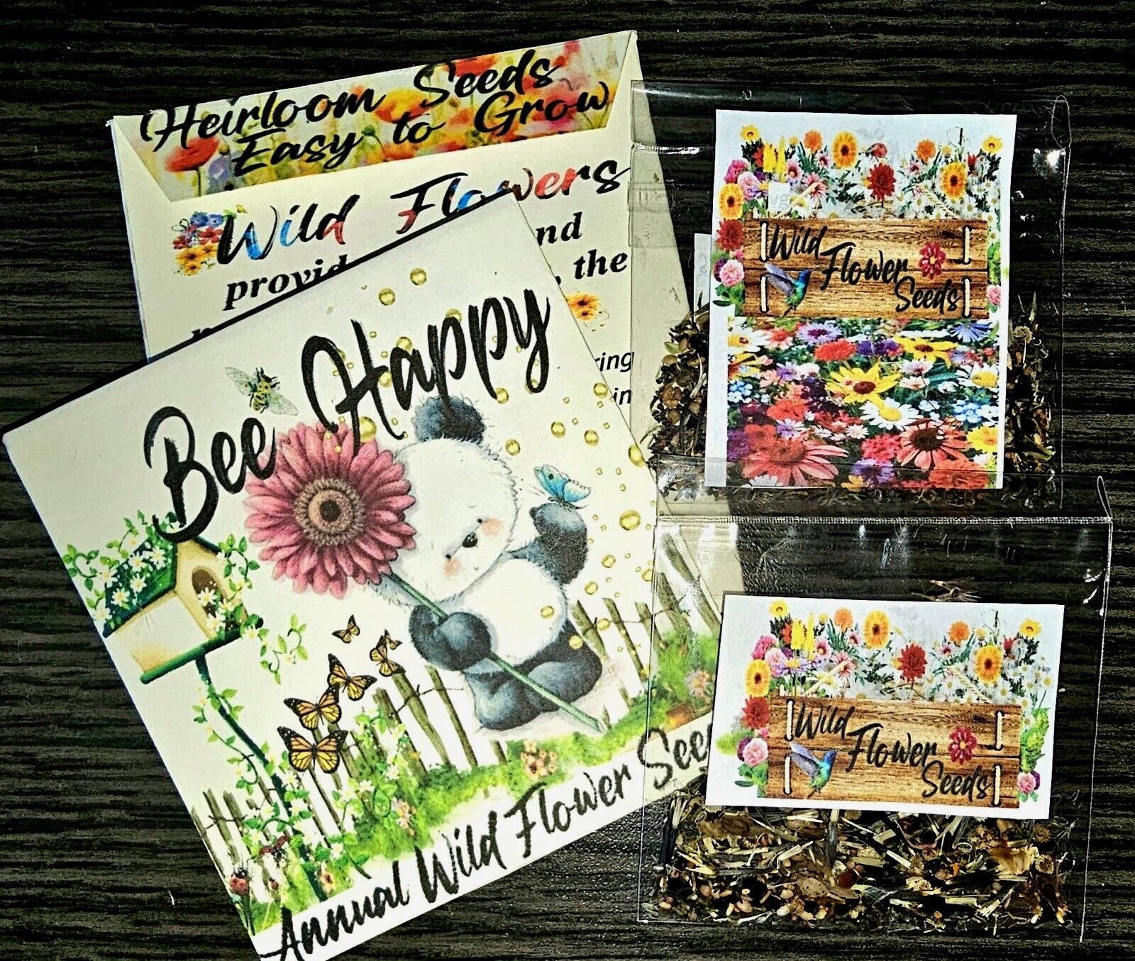 Bee Happy Wildflower Seeds - 1000+ Pollinator Attractive Seeds for Gifting or Party Favors - Native Wildflower Mix