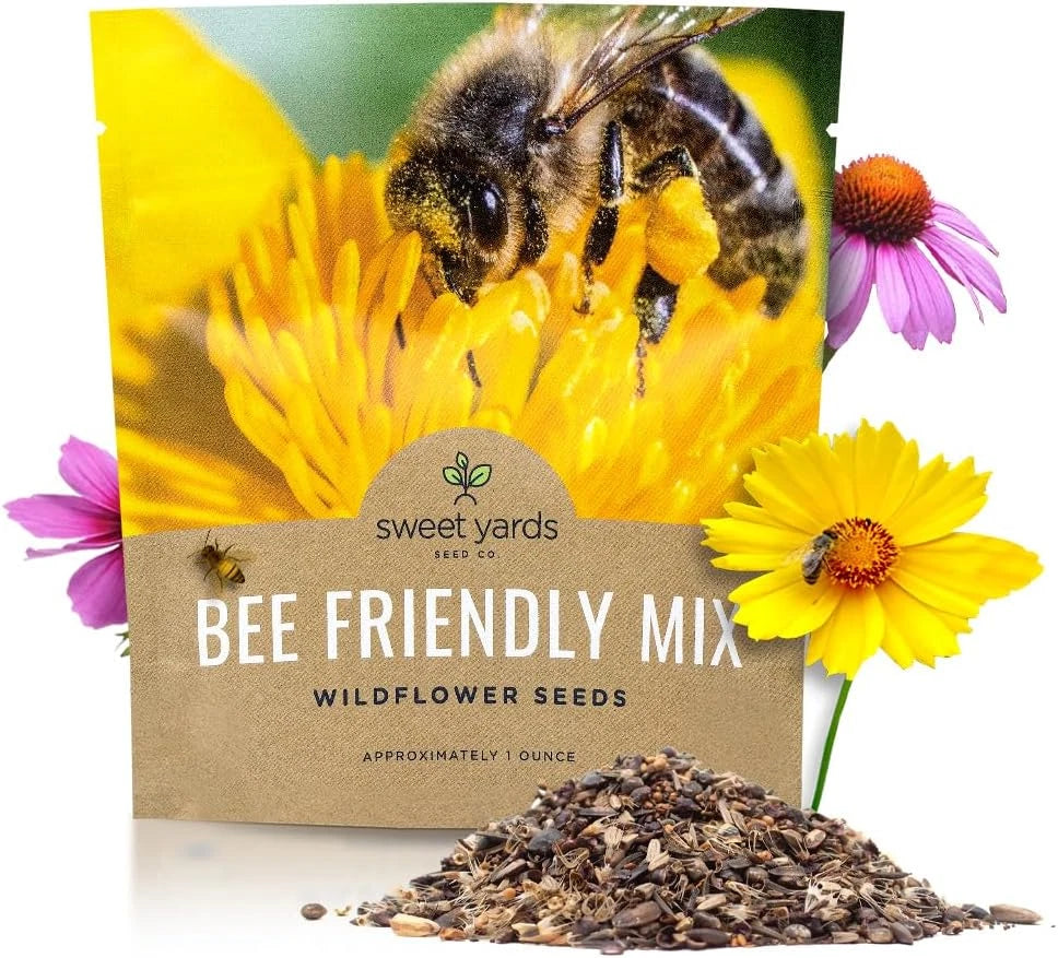Wildflower Seed Mix 1 Ounce - Bee Friendly Variety - Over 7,500 Open Pollinated Seeds - Ideal for Pollinator Gardens