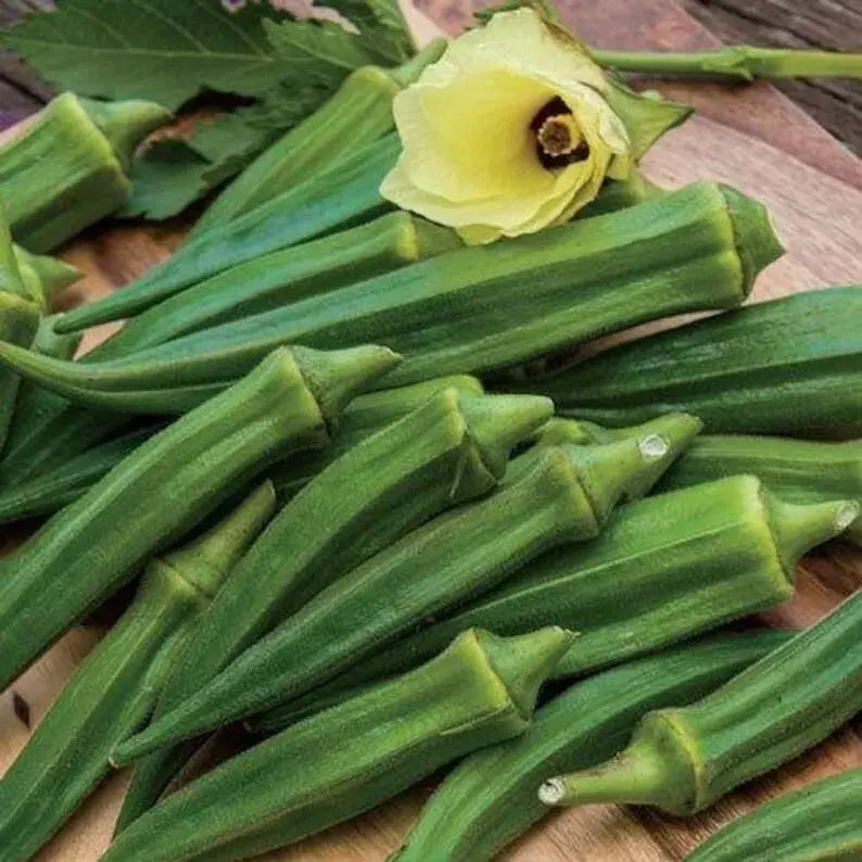 25+ Emerald Okra Seeds - Heirloom Non-GMO Fresh Vegetable Seeds - Abelmoschus esculentus