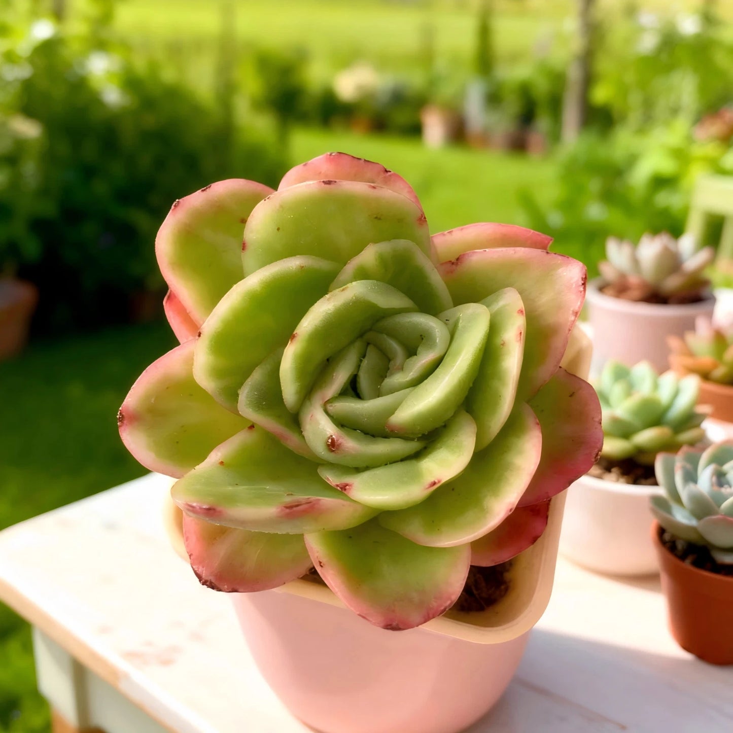 Echeveria ‘Ice Rose’ Variegated | Rare Succulent 3–3.5” Bare Root | Easy-Care Live Indoor Succulent | Unique Variegated Home Décor Plant