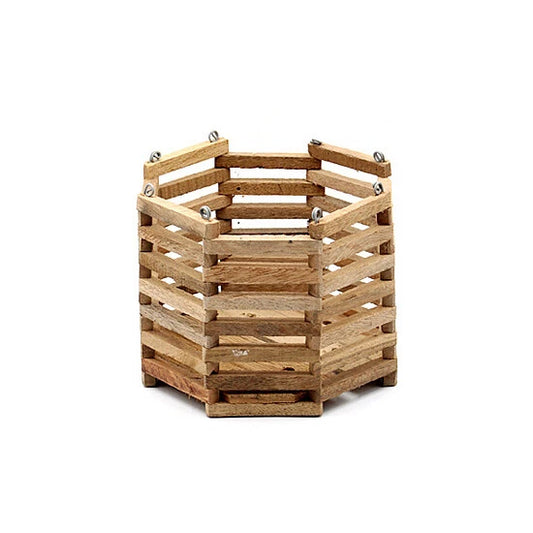 8" Hanging Wooden Orchid Basket, Octagon Shape, Durable Plant Container for Orchids, Perfect for Indoor Gardening