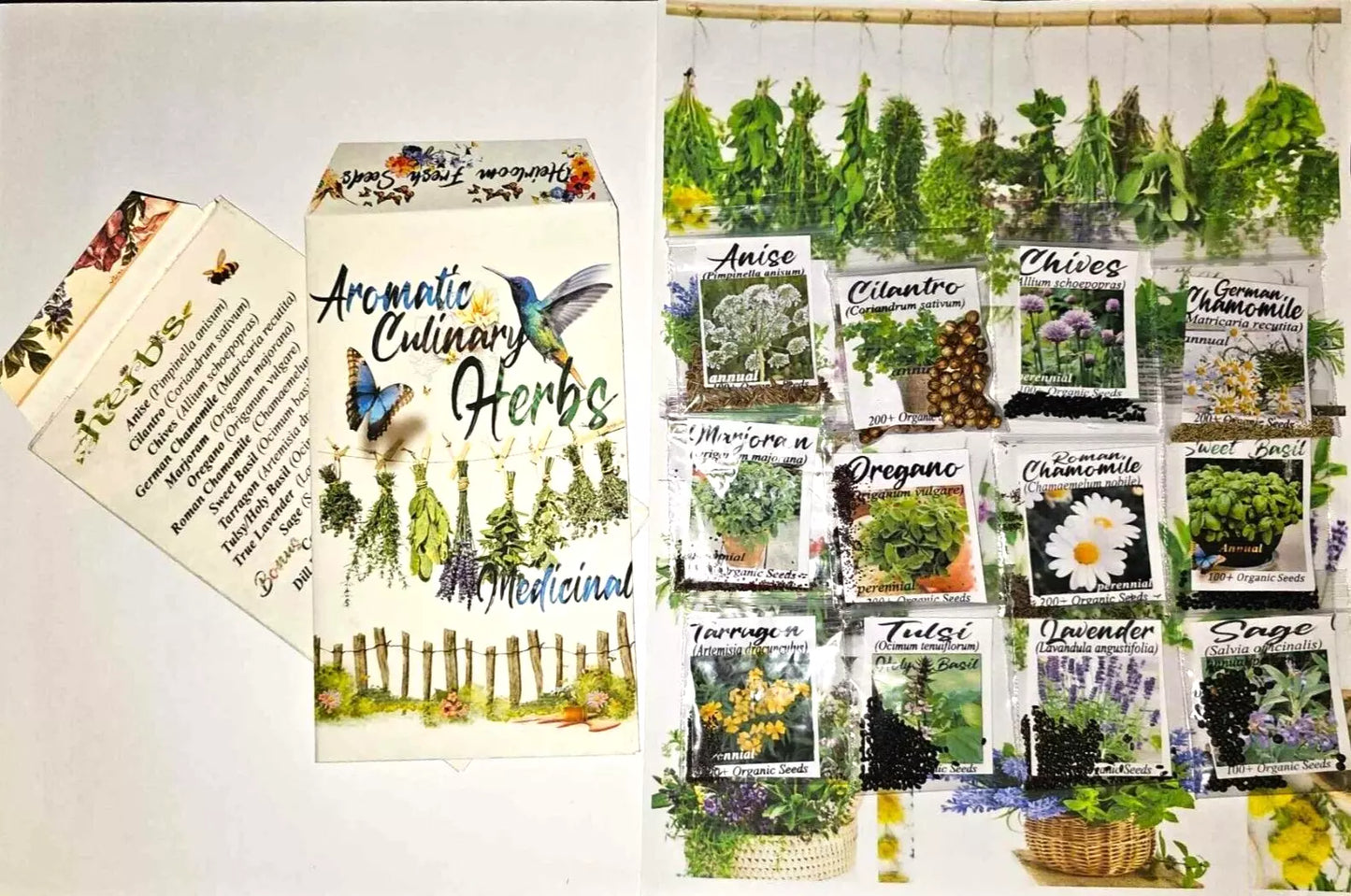 Culinary Garden Herb Seeds Variety Pack 12+ Count Heirloom Fresh Seeds + Bonus Seeds for Home Gardening