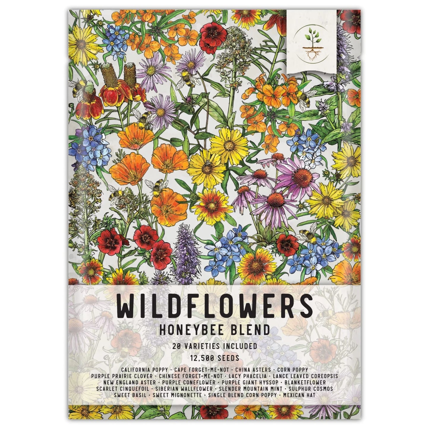 Bulk Wildflower Seeds - Honey Bee Mix Medium Pack (12500 Seeds) - Ideal for Pollinators, Eco-Friendly Gardening