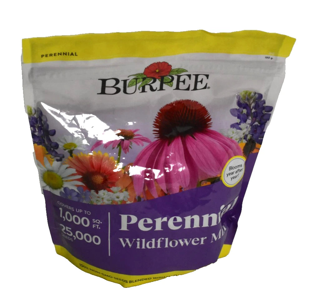 Burpee Wildflower Seeds Bulk 25000 Non-GMO Perennial Flower Seeds for Pollinators - Native Wildflower Mix