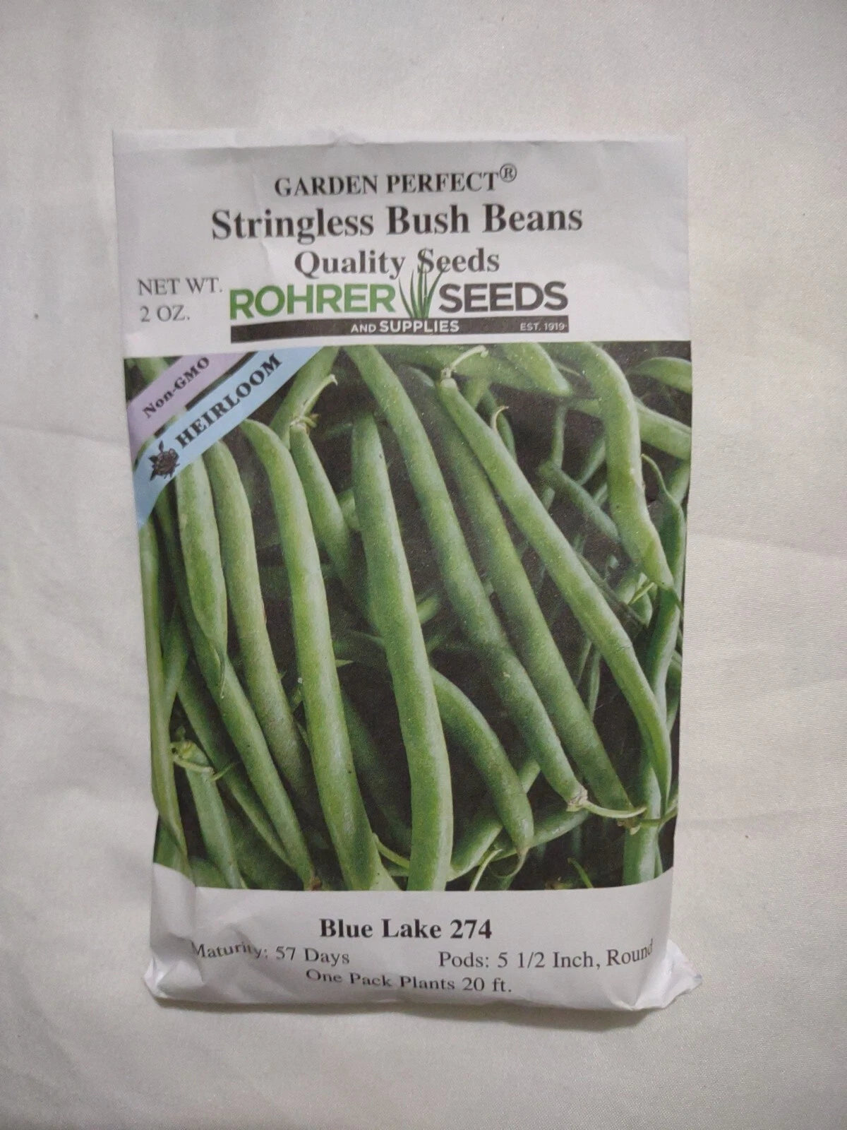 Stringless Bush Beans 2oz Blue Lake 274 Non-GMO Seeds, Maturity 57 Days