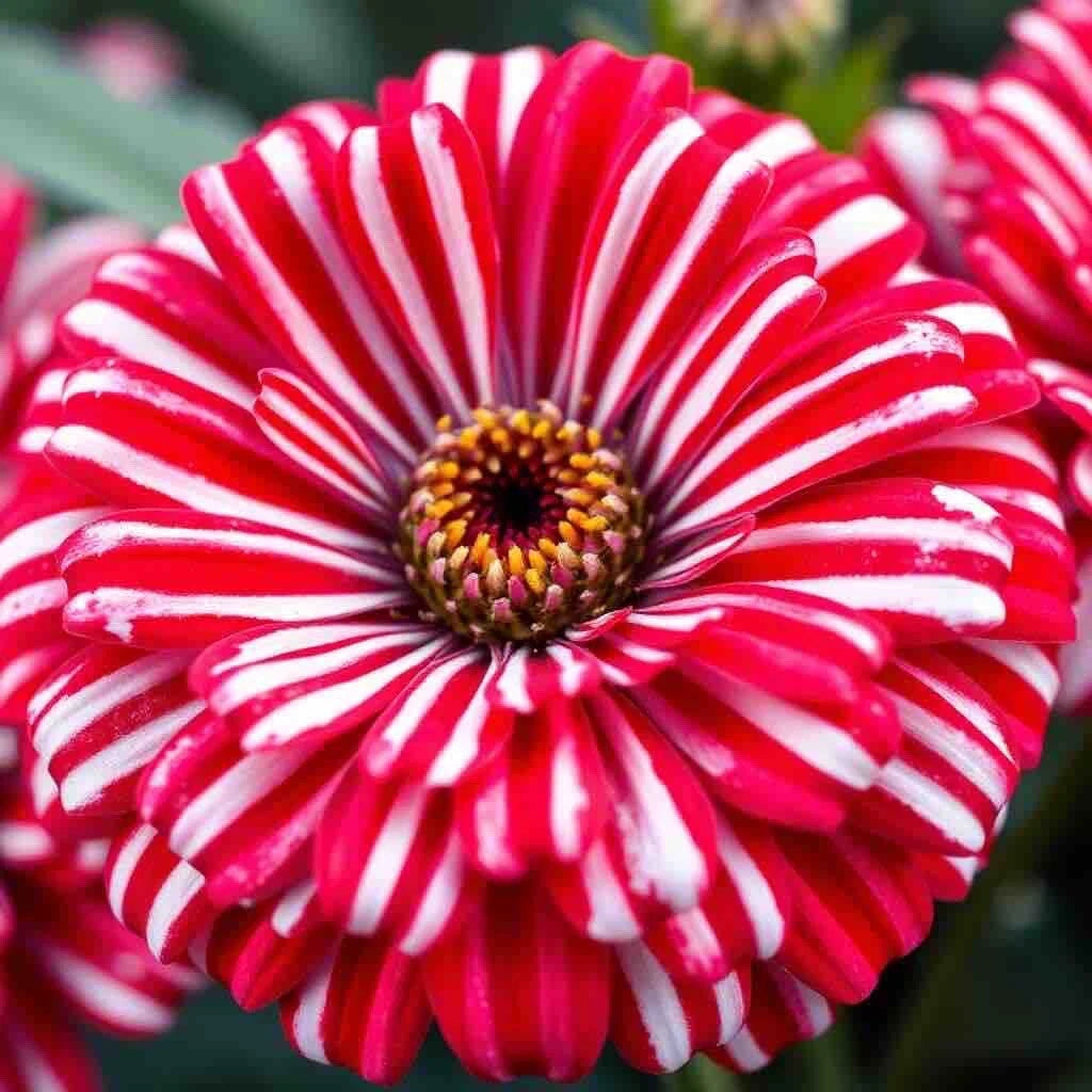 50 Non-GMO Peppermint Zinnia Seeds, Double Bloom, Rare Red and White Flowers, Zinnia elegans