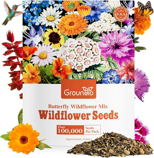 Bulk Perennial Wildflower Seeds 1/4 Lb 26 Variety Mix - 100,000+ Seeds for Garden Planting, Native Flowers