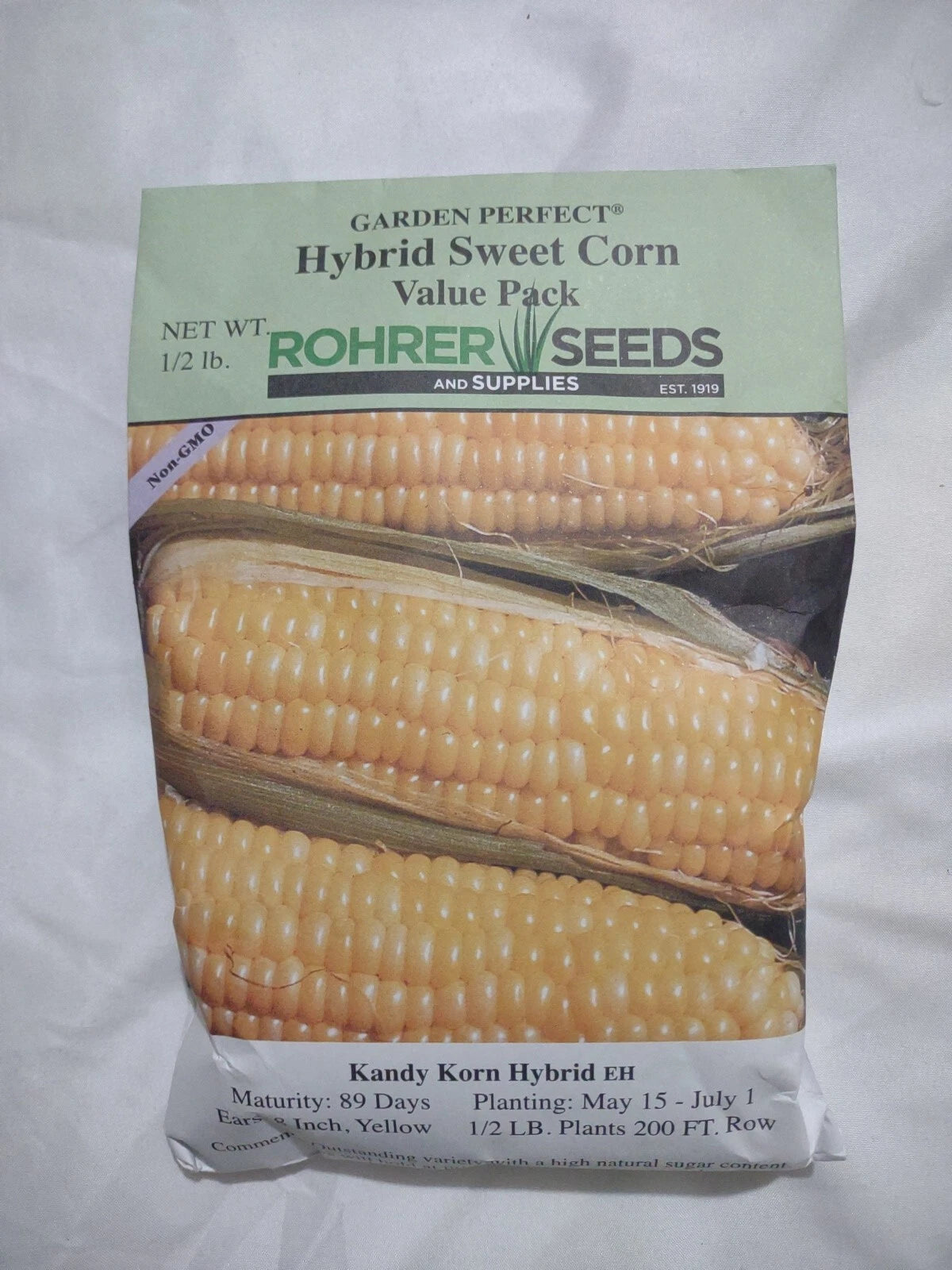 Hybrid Sweet Corn Seeds 1/2 lb Kand Korn Non-GMO Garden Perfect 89 Days Maturity