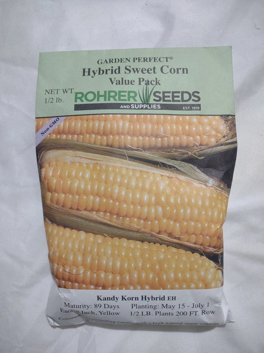 Hybrid Sweet Corn Seeds 1/2 lb Kand Korn Non-GMO Garden Perfect 89 Days Maturity