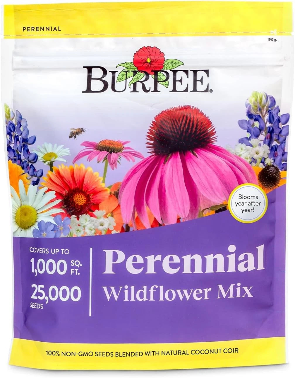 Wildflower Seeds Bulk 25,000 Count, 18 Varieties Non-GMO Flower Seeds, Pollinator Friendly, Burpee