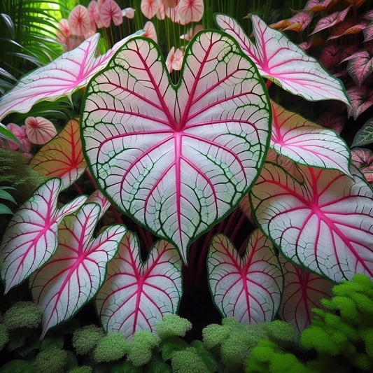 Fiesta Caladium Bulbs for Planting - 2 Bulbs - Perennial Hosta - Colorful Foliage - Tropical Garden Decor