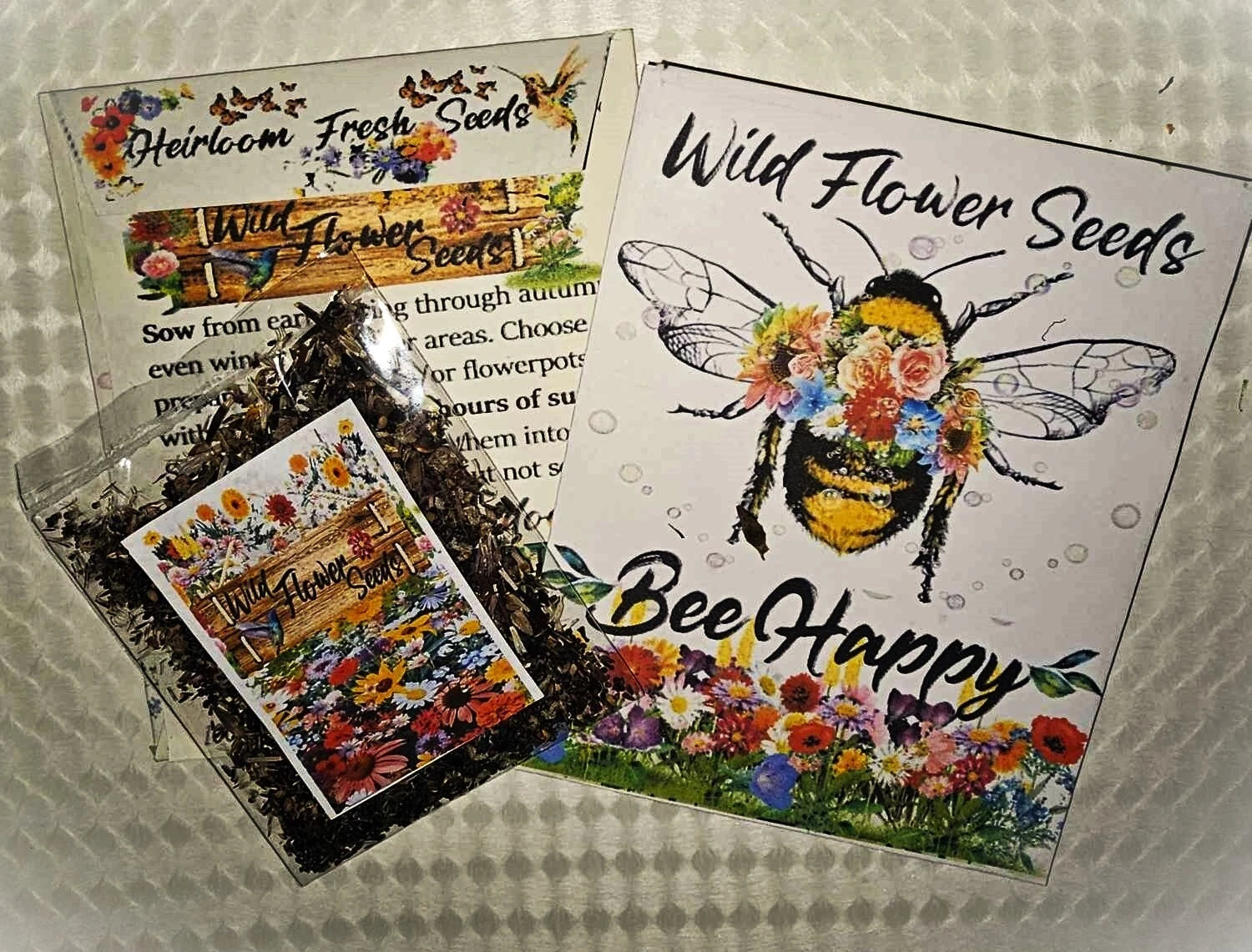 Bee Happy Wildflower Seeds, 1000+ Organic Fragrant Flower Mix for Pollinators, Great for Gardens and Pollinator Habitats