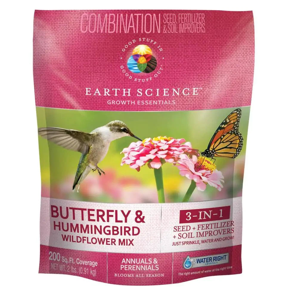 Butterfly and Hummingbird Wild Flower Mix 2 Lbs with Seed, Plant Food - All-In-One Garden Blend
