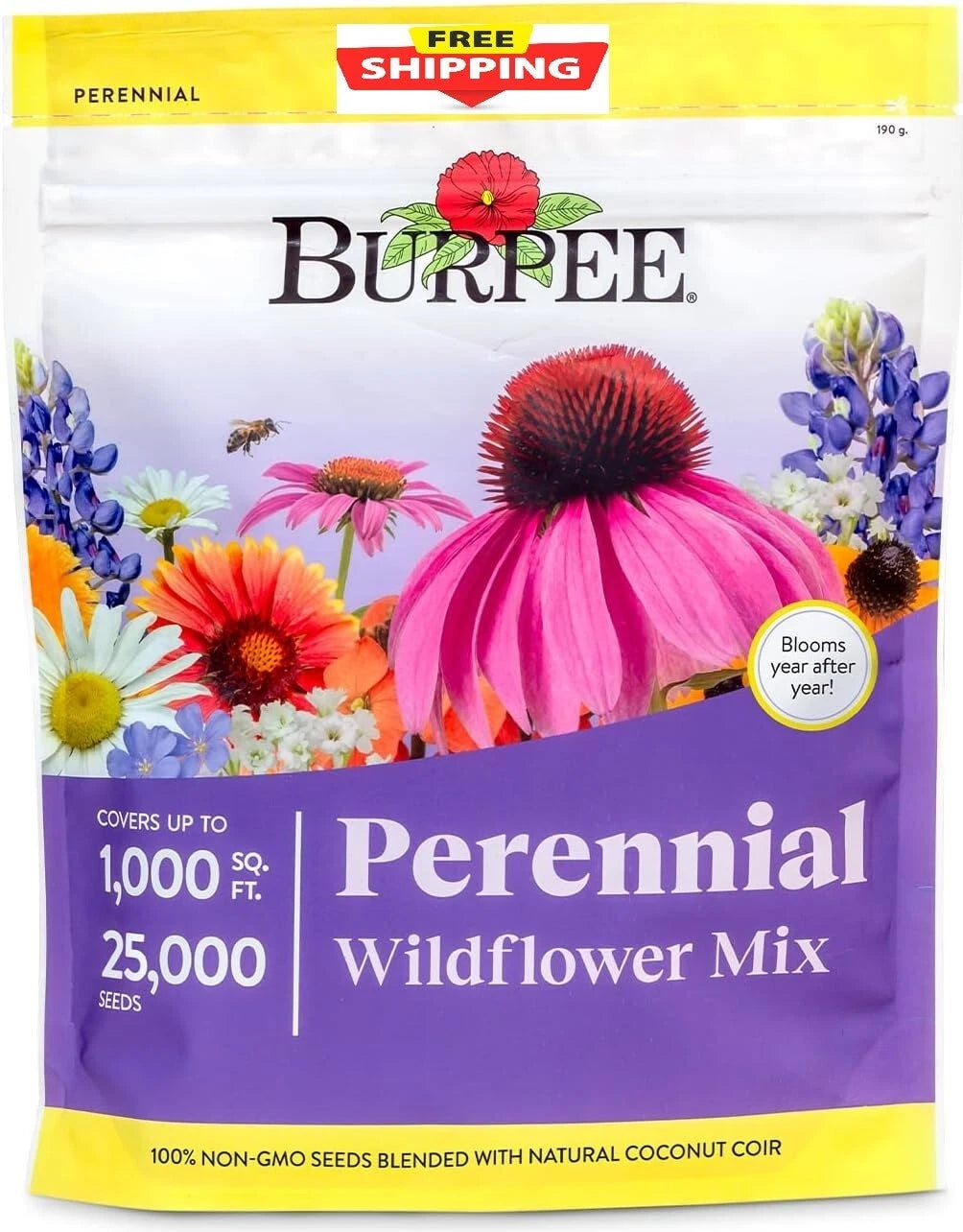 Bulk Wildflower Seeds - 25,000 Count, 18 Non-GMO Varieties for Pollinators - Diverse Wildflower Mix