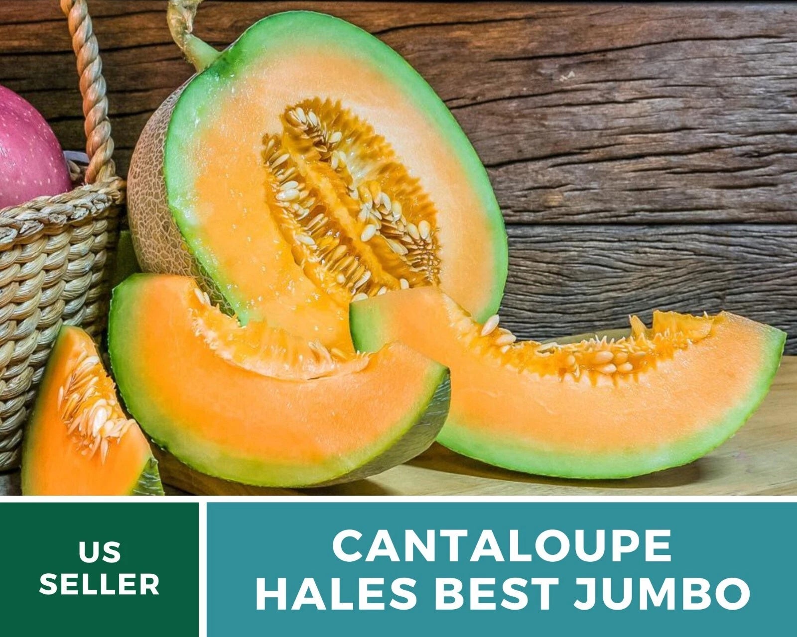 Heirloom Cantaloupe Seeds - 25+ Large Hales Best Jumbo - Organic Non-GMO - Cucumis melo