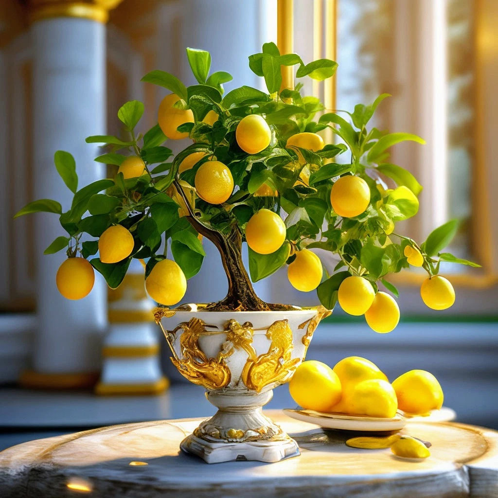 Bonsai Lemon Tree - Live Mature Fruiting Plant - Organic, Ready to Flower - Citrus limon