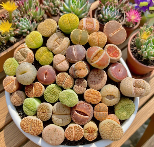 **Large Lithops Succulent Mix - Rare Living Stones Plants, 10pcs, Bare Root - Easy Maintenance (Lithops spp.)**