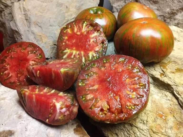 Chocolate Stripe Tomato Seeds - 120+ Heirloom Organic Non-GMO - Rare Variety for Home Gardening