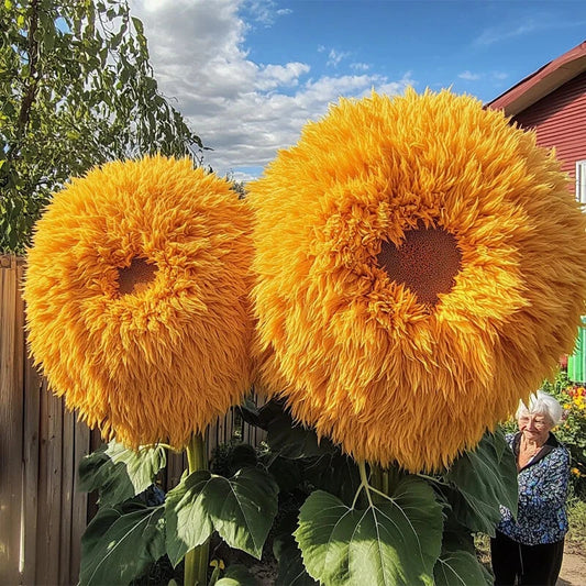 50pcs Giant Teddy Bear Sunflower Seeds - Yellow Fluffy Double Blooms - Helianthus annuus