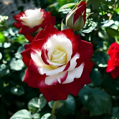 20 Three-Color Rose Seeds – Unique Red, White & Blue Blooms – Heirloom, Non-GMO – Rare Garden Flower – Stunning, Easy to Grow